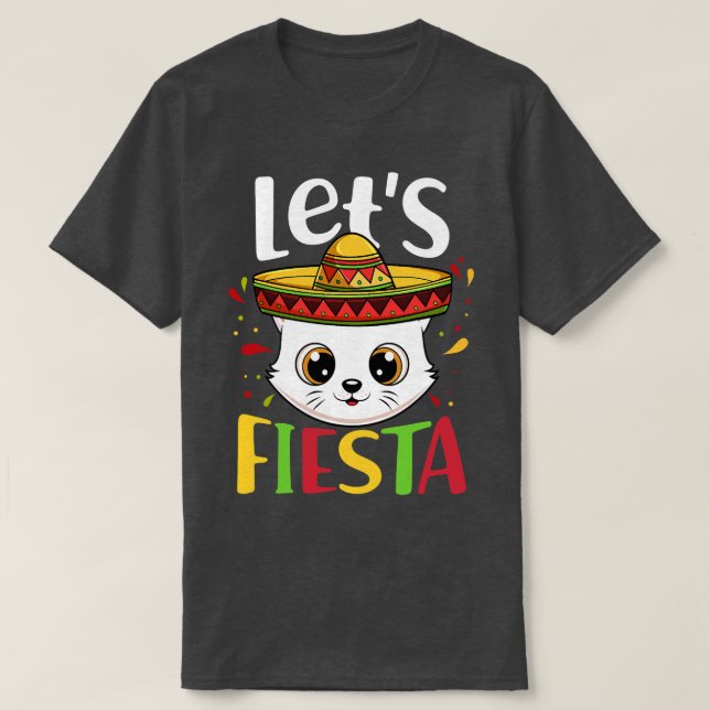 Cinco De Mayo Party Sombrero Hat Cat Lets Fiesta B T-Shirt (Design Front)