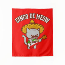 Cinco de Mayo Party Tapestry: "CINCO DE MEOW" Cat