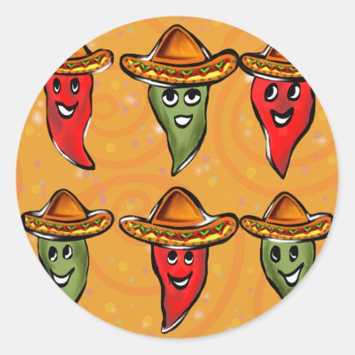 Cinco de Mayo Peppers Classic Round Sticker