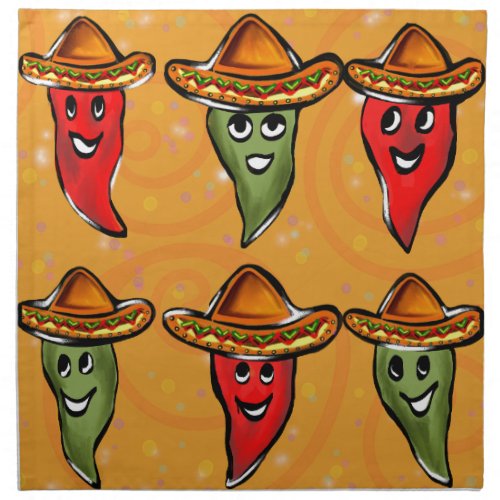 Cinco de Mayo Peppers Cloth Napkin