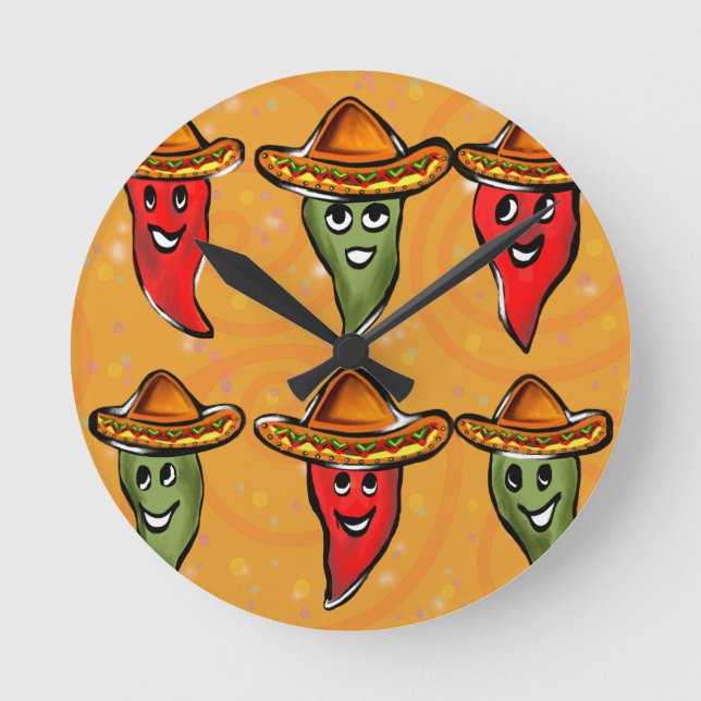 Cinco de Mayo Peppers Round Clock (Front)