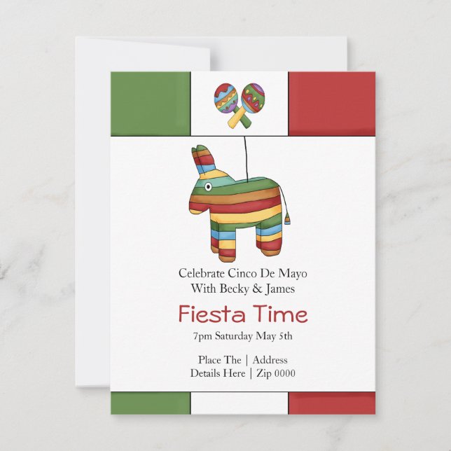 Cinco De Mayo Pinata Fiesta Party Invitation (Front)