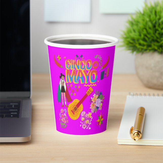 Cinco De Mayo pink Paper Cups (Insitu)