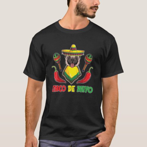 Cinco De Mayo Pug Sombrero Dog Fiesta Mexicana Par T_Shirt