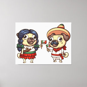 Cinco De Mayo Pugs Canvas Print