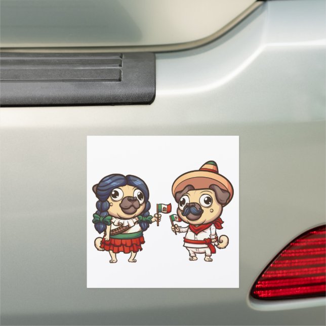 Cinco De Mayo Pugs Car Magnet (In Situ)