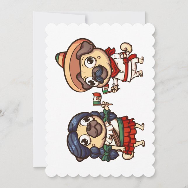 Cinco De Mayo Pugs Flat Greeting Card (Front)