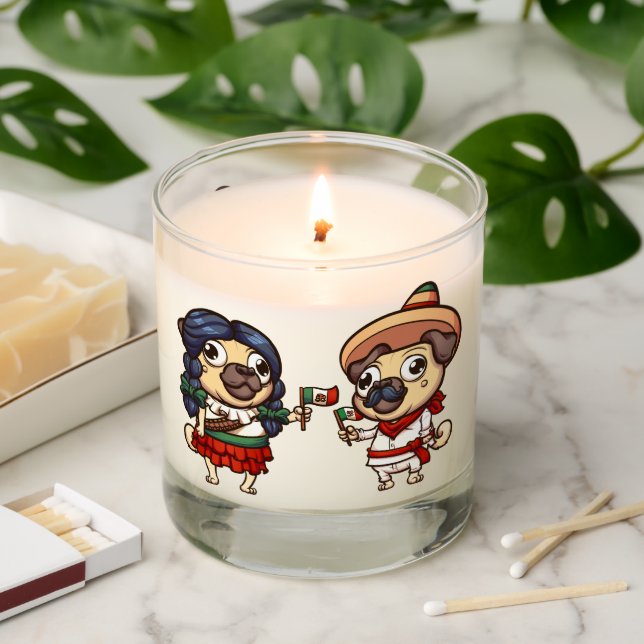 Cinco De Mayo Pugs Scented Candle (Lit)