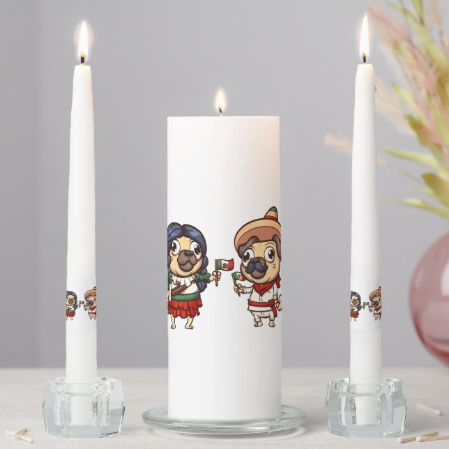 Cinco De Mayo Pugs Unity Candle Set (In Situ)