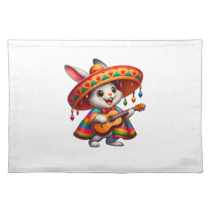 Cinco de Mayo Rabbit Wearing Mexican Sombrero Men Cloth Placemat