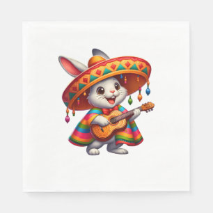 Cinco de Mayo Rabbit Wearing Mexican Sombrero Men Napkins