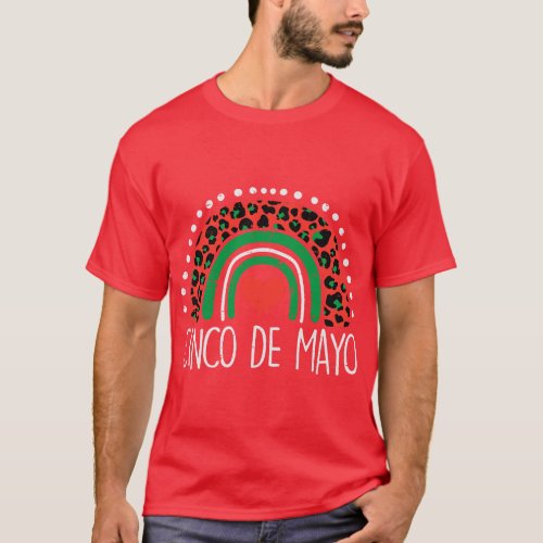 Cinco De Mayo Rainbow Leopard Mexican Teacher Wome T_Shirt