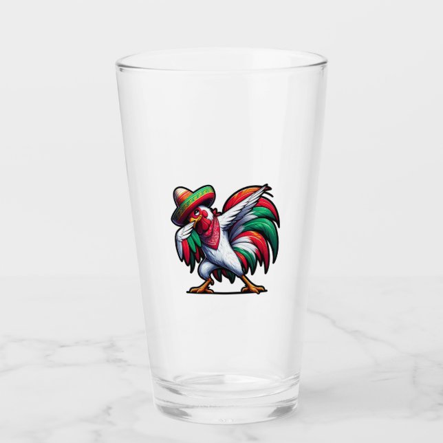 Cinco de Mayo Rooster Glass (Front)
