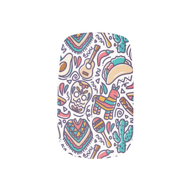 Cinco de mayo seamless mexican pattern minx nail art (Left Thumb)