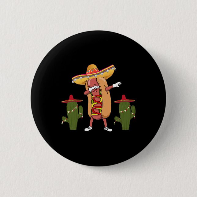 Cinco De Mayo Shirt Hot Dog Cactus Dancing  Button (Front)