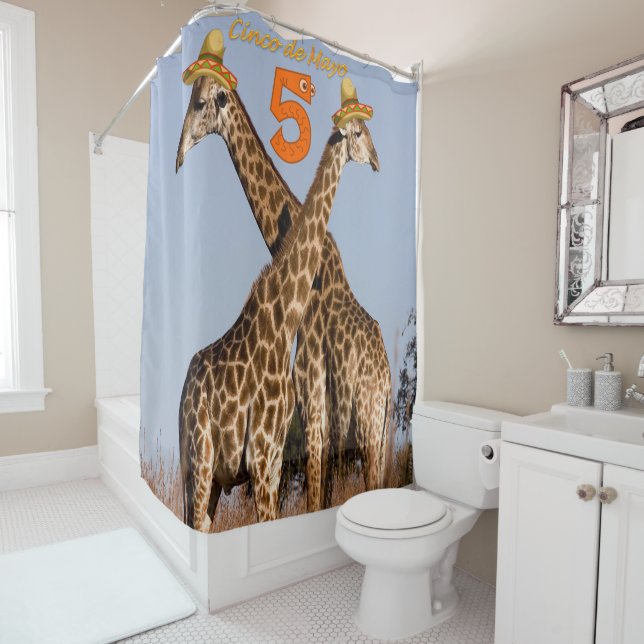 Cinco de Mayo Shower Curtain Giraffe (In Situ)