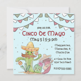 Cinco de Mayo Singing Cactus and Pepper Mariachis Invitation