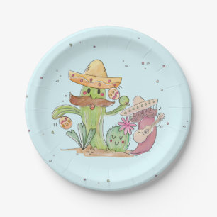 Cinco de Mayo Singing Cactus and Pepper Mariachis Paper Plates