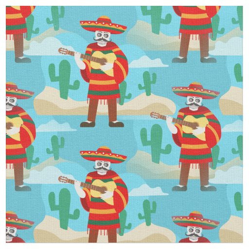 cinco de mayo skeleton fabric
