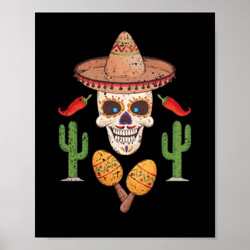 Cinco De Mayo Skeleton Funny Mexican Poster