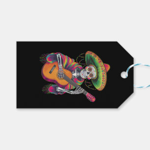 Cinco De Mayo Skeleton Skull Fiesta Guitar Gift Tags