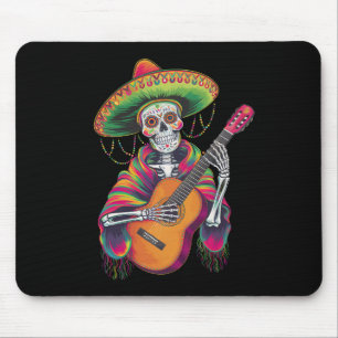 Cinco De Mayo Skeleton Skull Fiesta Guitar Mouse Pad