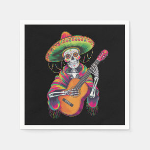 Cinco De Mayo Skeleton Skull Fiesta Guitar Napkins