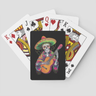 Cinco De Mayo Skeleton Skull Fiesta Guitar Poker Cards