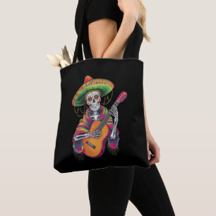 Cinco De Mayo Skeleton Skull Fiesta Guitar Tote Bag