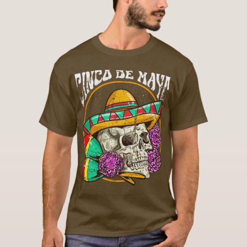 Cinco De Mayo Skull Retro Mexican Fiesta Artwork T_Shirt