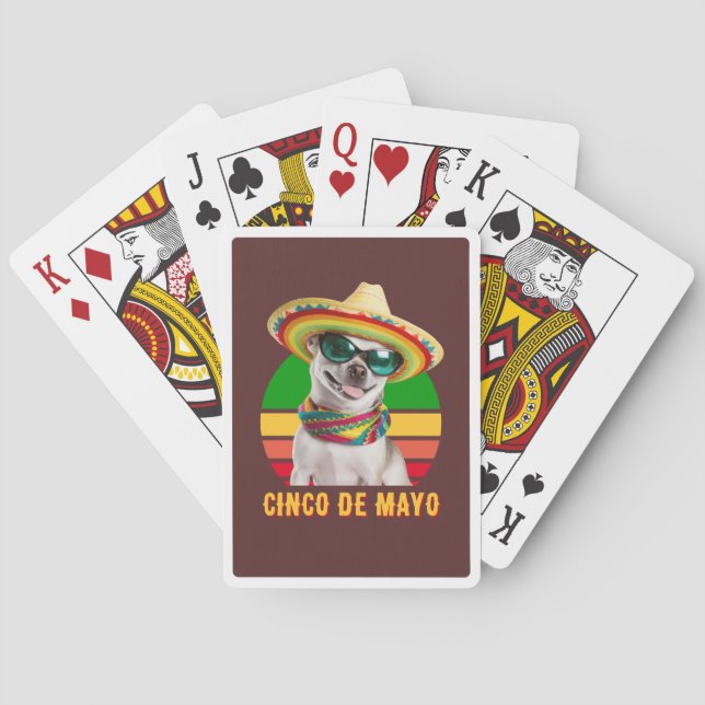 Cinco De Mayo Sombrero Chihuahua With Sunglasses Poker Cards (Back)