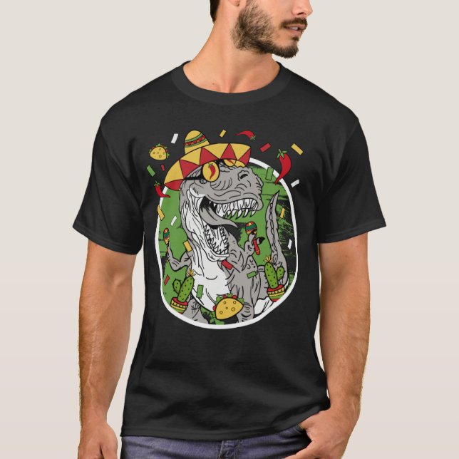 Cinco De Mayo Sombrero Hat Dinosaur Kids Boys Mexi T-Shirt (Front)
