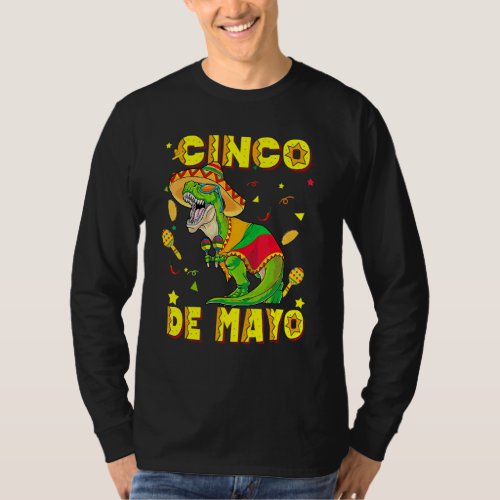 Cinco De Mayo Sombrero Tacosaurus T_Rex Dinosaur L T_Shirt