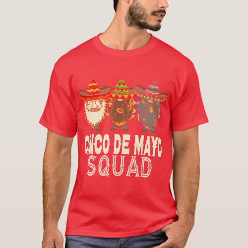 Cinco De Mayo Squad Gnomes Mexican Gnome Sombrero  T_Shirt