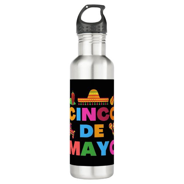 Cinco De Mayo Stainless Steel Water Bottle (Front)