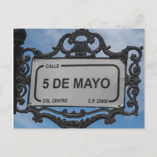 Cinco de Mayo Street Sign La Paz Mexico Postcard