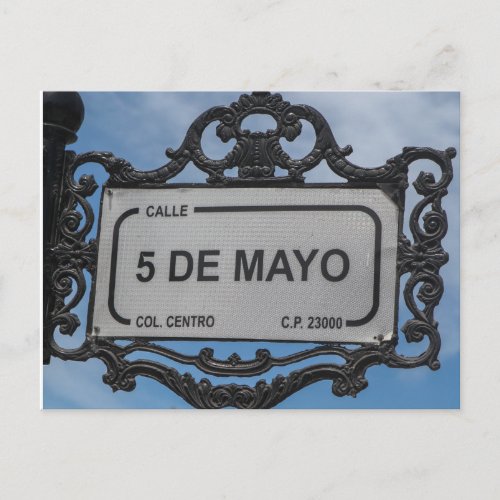 Cinco de Mayo  Street Sign  La Paz Mexico Postcard