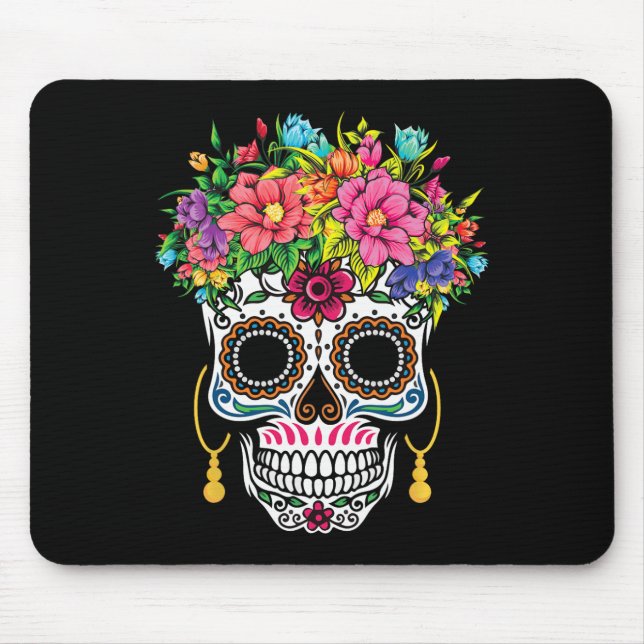 Cinco De Mayo Sugar Skull Dia De Los Muertos Day O Mouse Pad (Front)
