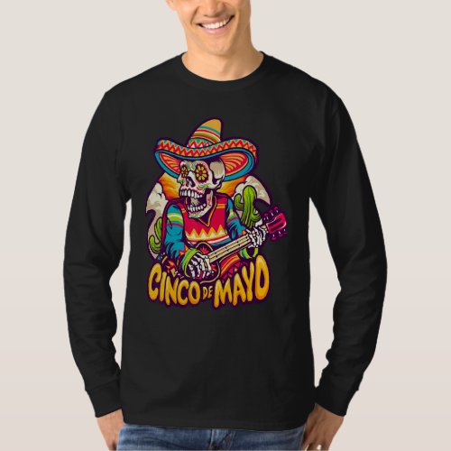 Cinco De Mayo Sugar Skull Mexican Fiesta  T_Shirt