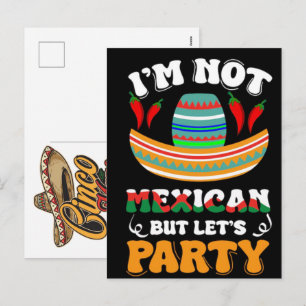 cinco-de-mayo-t-shirt-design-im-mexican-lets-party holiday postcard
