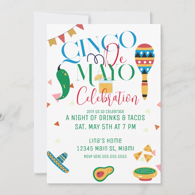 Cinco De Mayo Taco Party Fiesta  Celebration Invitation (Front)