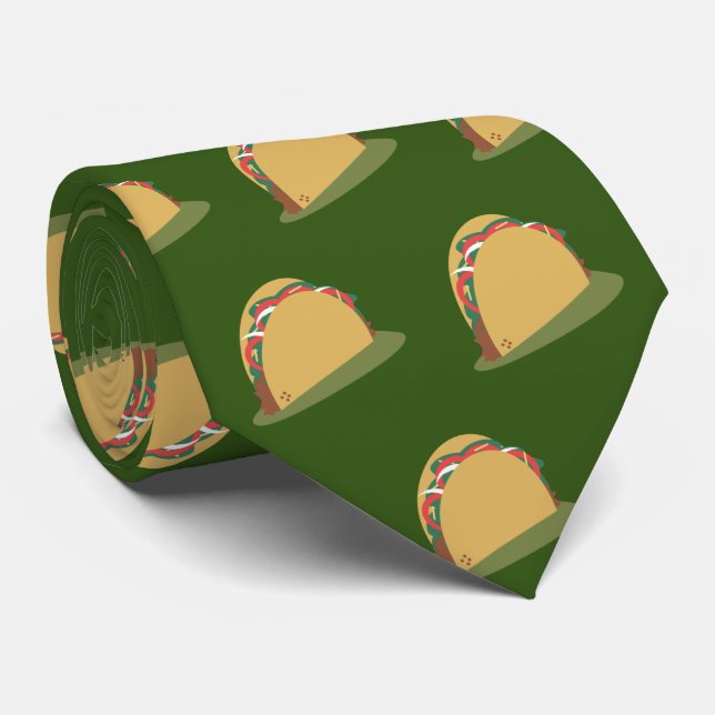 Cinco De Mayo Taco Sideways Yummy Pattern Neck Tie (Rolled)
