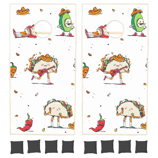 cinco de mayo tacos kawaii mexican cornhole set (Set)