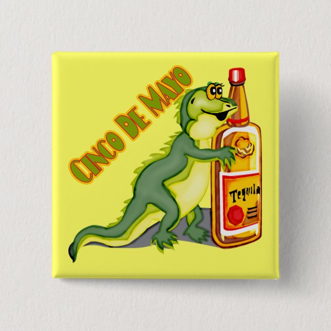 Cinco de Mayo Tequila Lizard Button (Front)