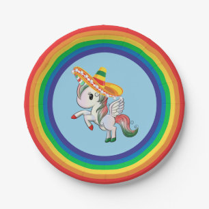 Cinco de Mayo Unicorn Pegasus Rainbow Paper Plates