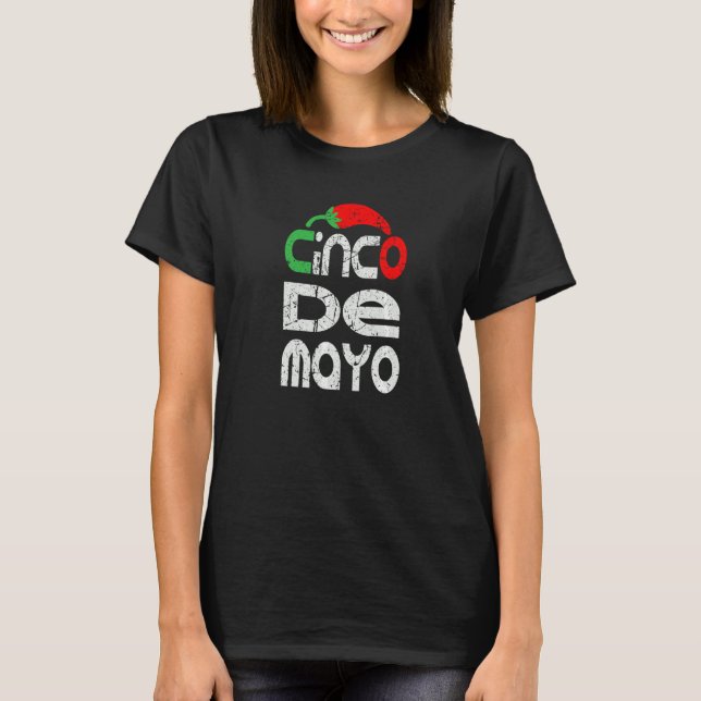 Cinco De Mayo Vintage Mexican Pepper T-Shirt (Front)