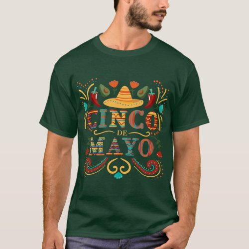 Cinco De Mayo with Sombrero Chili Mexico Tacos and T_Shirt