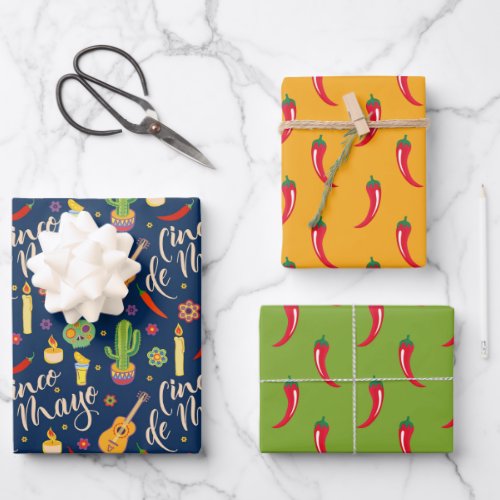 Cinco de Mayo Wrapping Paper Set of 3