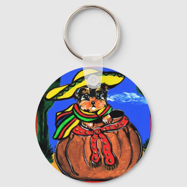 Cinco de Mayo Yorkie Poo Keychain (Front)