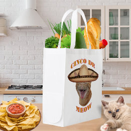 Cinco De Meow Cat Cinco De Mayo Mexico Reusable Grocery Bag